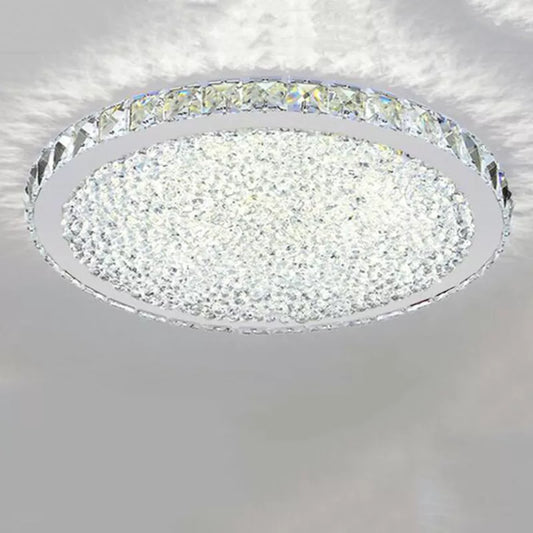 Dimming Round Stainless Steel Crystal Ceiling Lamp