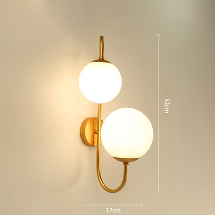 Double Glass Ball LED Bedroom Iron Wall Lamp