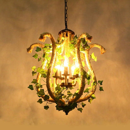 Retro Iron Adjustable Hanging Hemp Rope Chain Chandelier