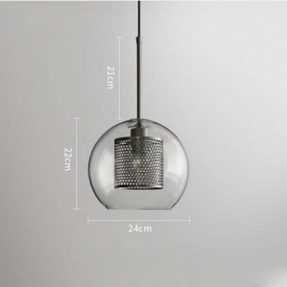 Minimalist Hollow Iron Glass Ball Pendant Lamp