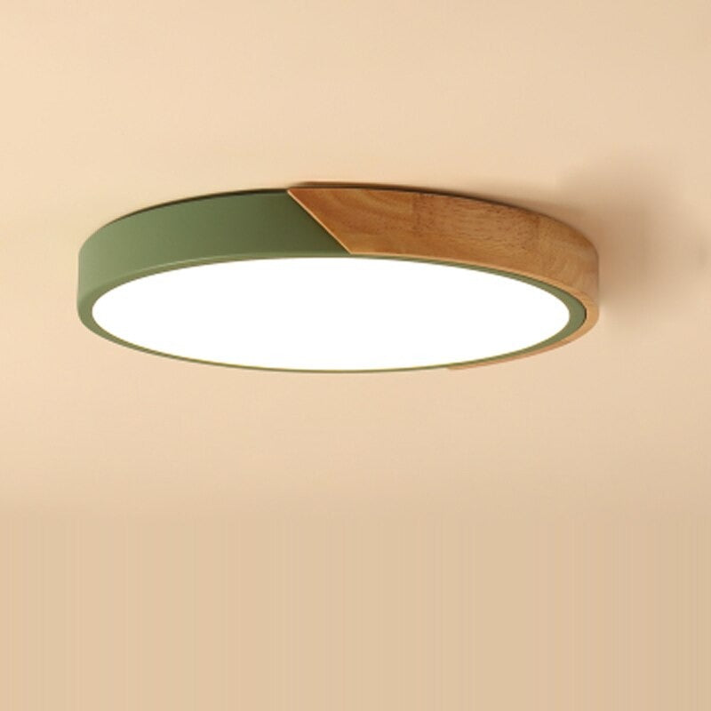 Nordic Minimalist Wooden Round Ceiling Lamp