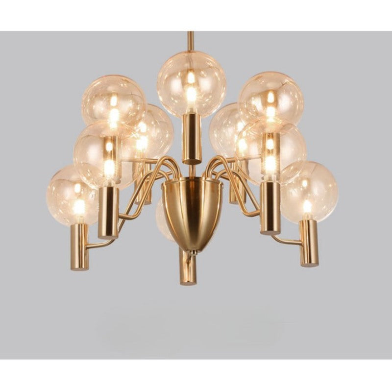 Nordic Minimalist Golden Electroplated Metal Chandelier