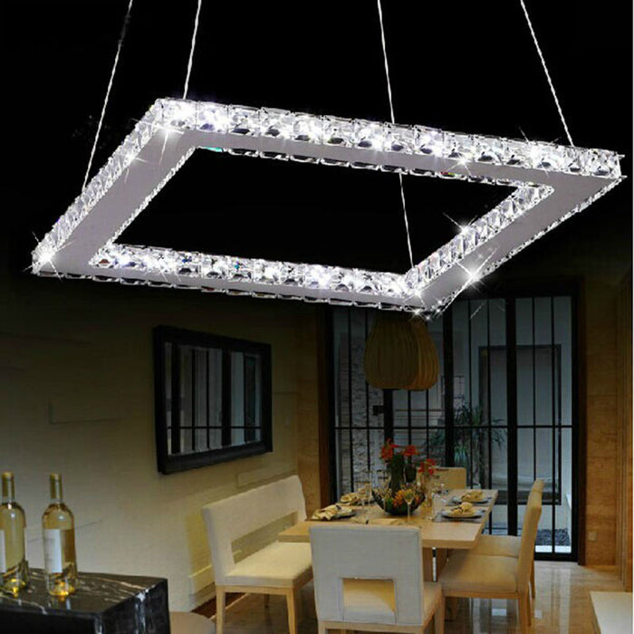 Square Stainless Steel Crystal Pendant Lamp