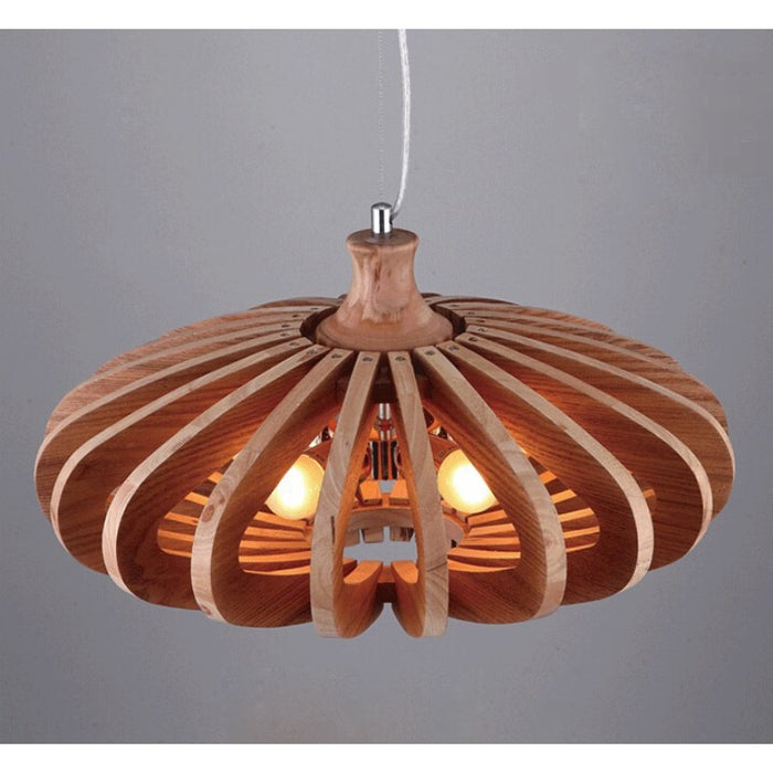 5 Lights Circular Wood Pendant Lamp