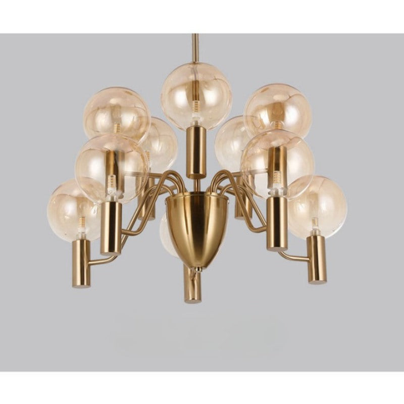 Nordic Minimalist Golden Electroplated Metal Chandelier