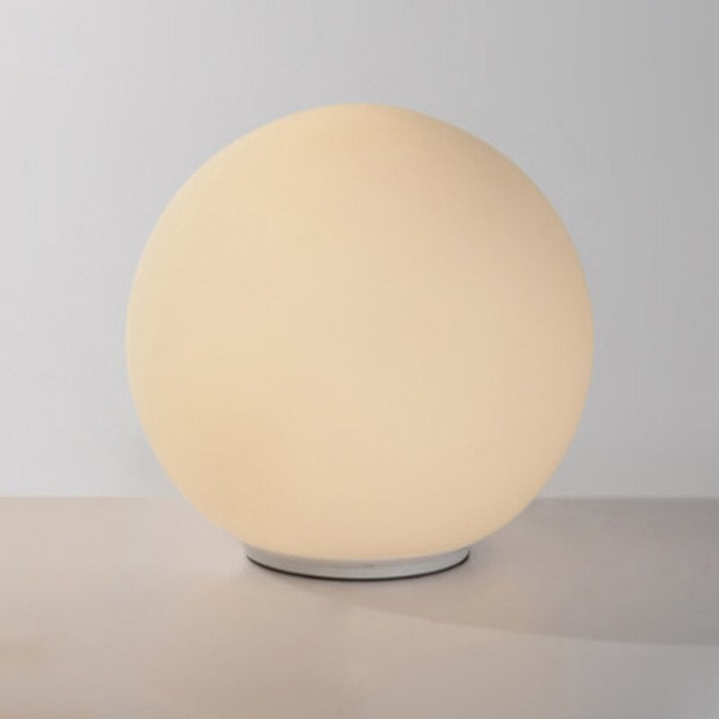 White Nordic Wood And Metal LED E27 Glass Ball Table Lamp