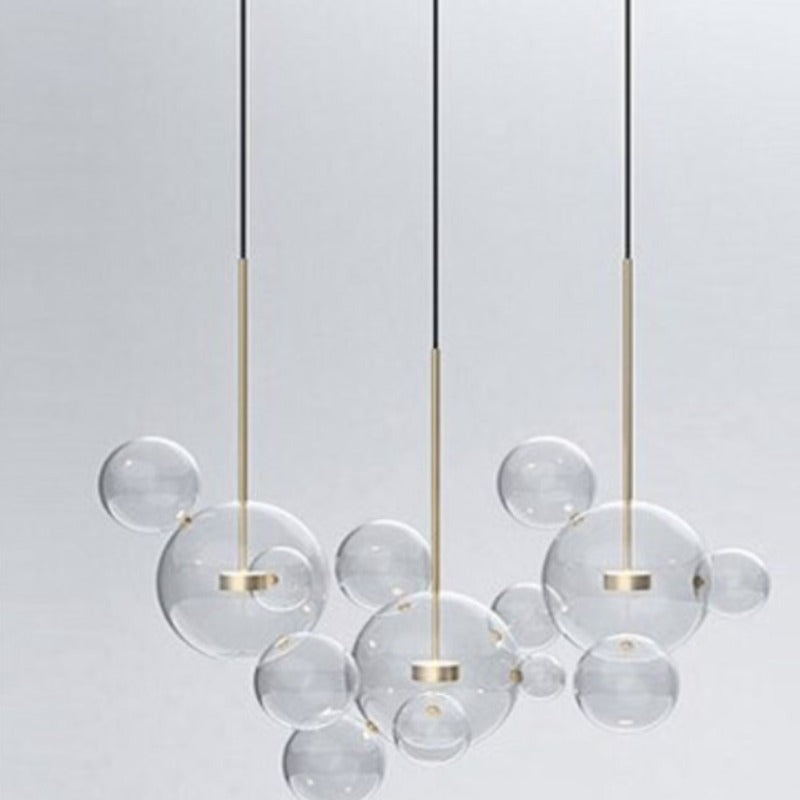 Designer Long Multi-Glass Ball Pendant Light