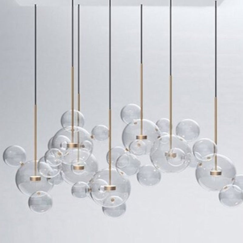 Designer Long Multi-Glass Ball Pendant Light