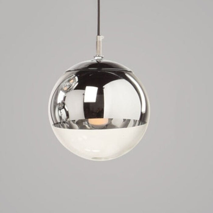 Silver Glass Ball Mirror Lamp Pendant Light