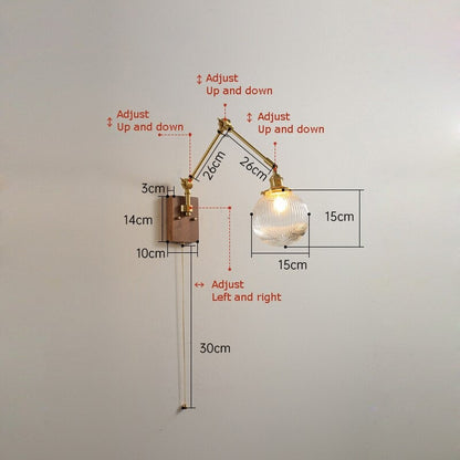 Retro Copper Rocker Arm Adjustable Wall Lamp