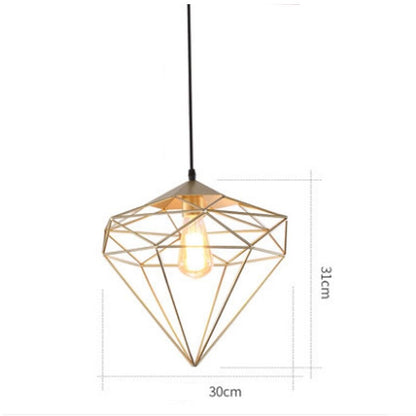 Nordic Polygon Diamond Hollow Lights E27 Pendant Lamp