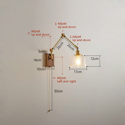 Retro Copper Rocker Arm Adjustable Wall Lamp