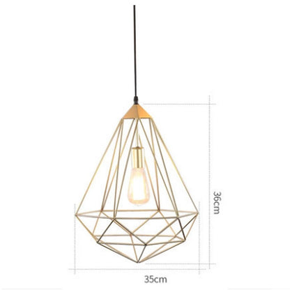 Nordic Polygon Diamond Hollow Lights E27 Pendant Lamp