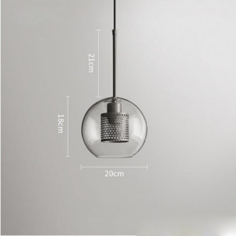 Minimalist Hollow Iron Glass Ball Pendant Lamp