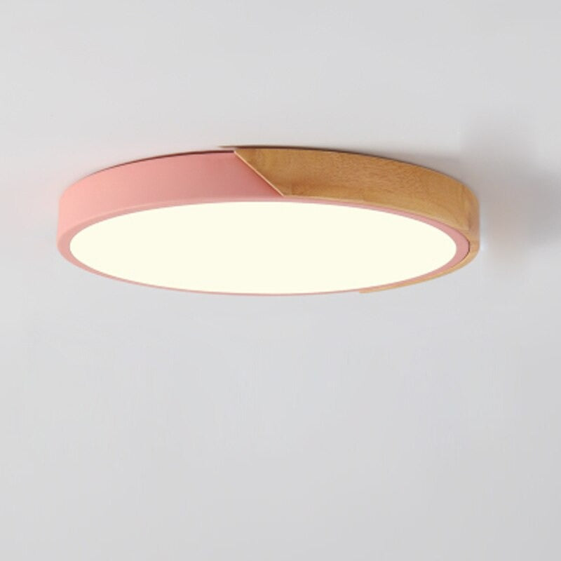 Nordic Minimalist Wooden Round Ceiling Lamp