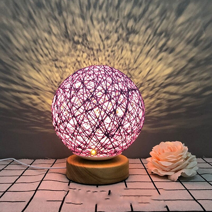 LED Rattan Ball Night Light Table Lamp