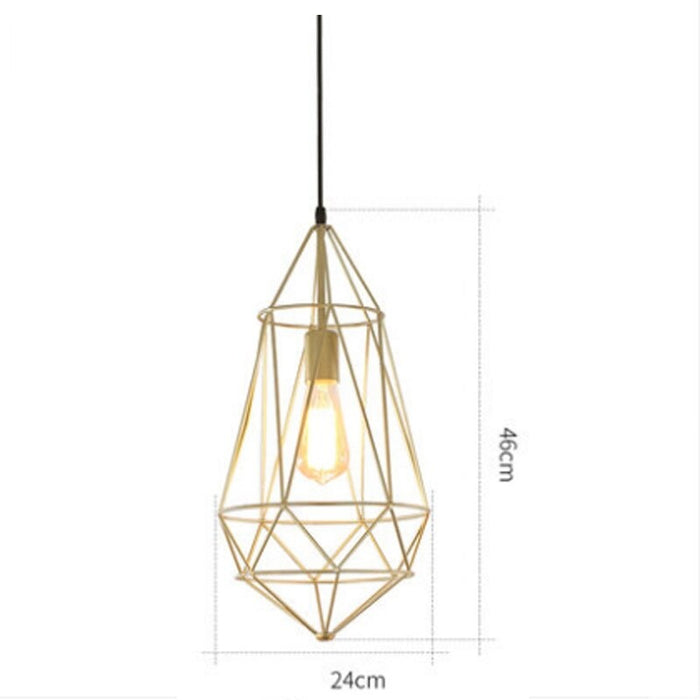 Nordic Polygon Diamond Hollow Lights E27 Pendant Lamp