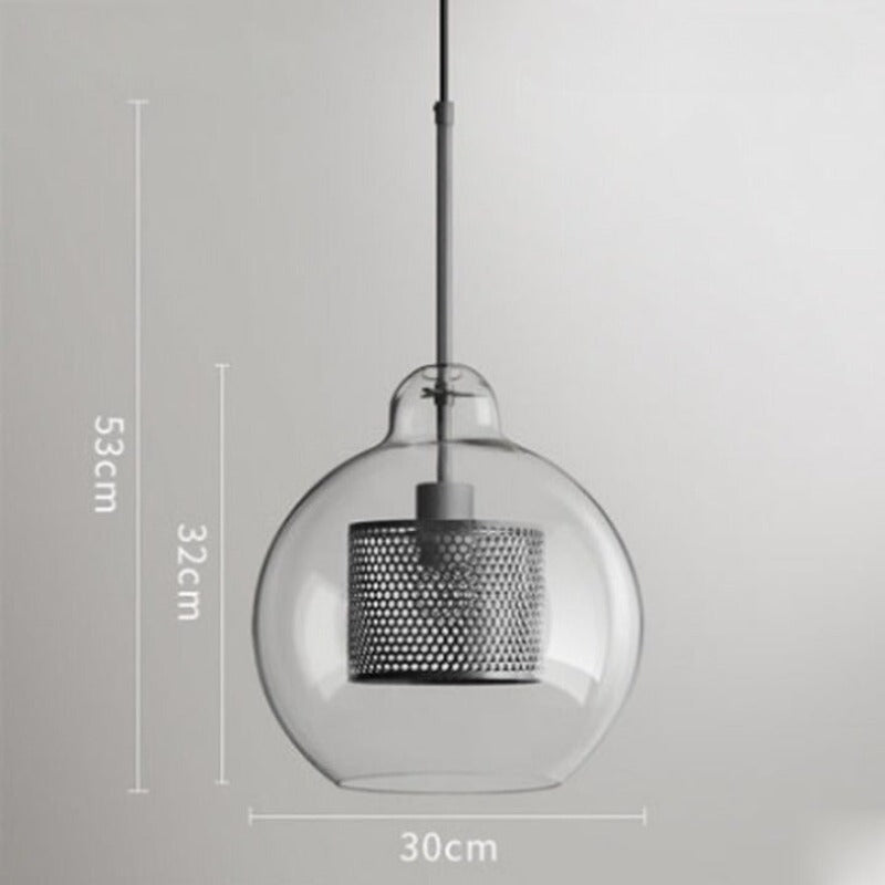 Minimalist Hollow Iron Glass Ball Pendant Lamp