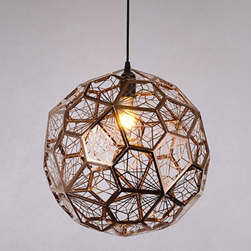 Hollowed Stainless Steel Globe Pendant Light