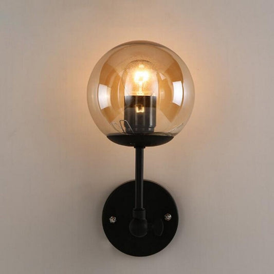 Retro Amber Glass Ball Wall Lamp