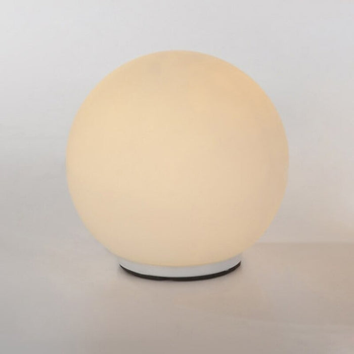 White Nordic Wood And Metal LED E27 Glass Ball Table Lamp