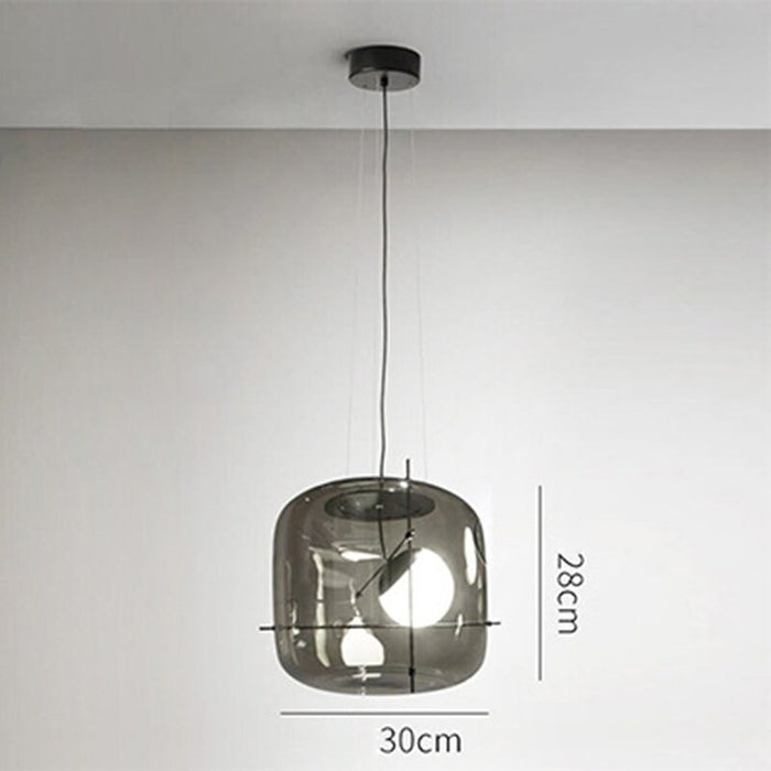 Square Single Clear Glass Pendant Lamp