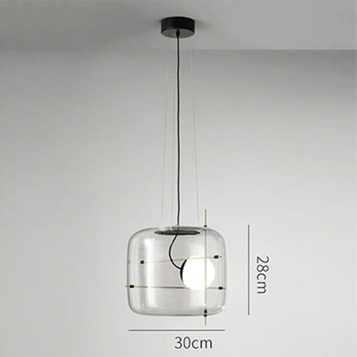 Square Single Clear Glass Pendant Lamp