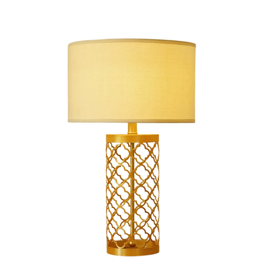 Luxury Golden Wrought Iron Hollow Pattern Table Lamp