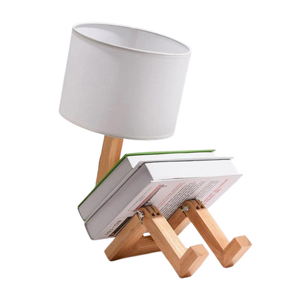 Robot Shape Modern Cloth Art Wood Desk Table Lamp