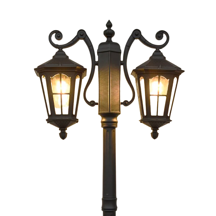 Black Double LED High Pole Street Lamp