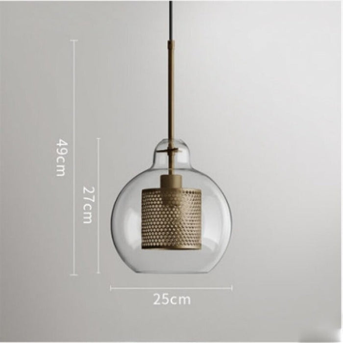 Minimalist Hollow Iron Glass Ball Pendant Lamp