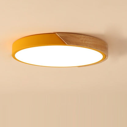 Nordic Minimalist Wooden Round Ceiling Lamp