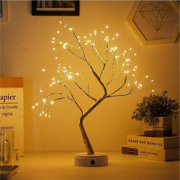 Christmas Fire Tree Silver Flower LED Table Lamp