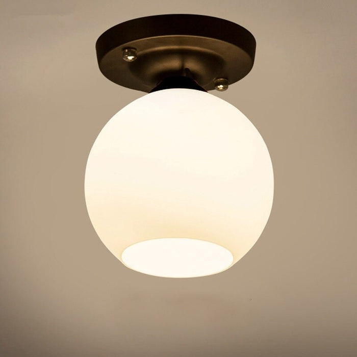 White Glass Ball Single Head Bulb Ceiling Lamp