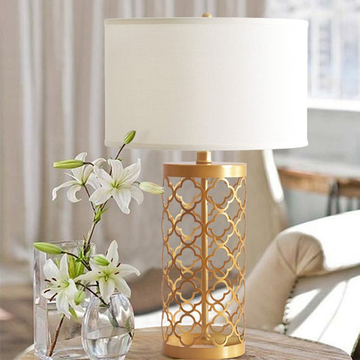 Golden Wrought Iron Hollow Pattern Table Lamp