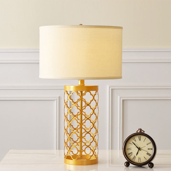 Golden Wrought Iron Hollow Pattern Table Lamp