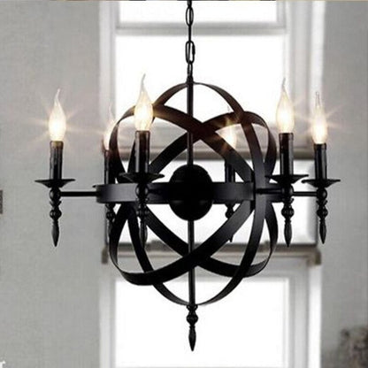 Industrial Retro European Style Iron Globe Chandelier Lamp