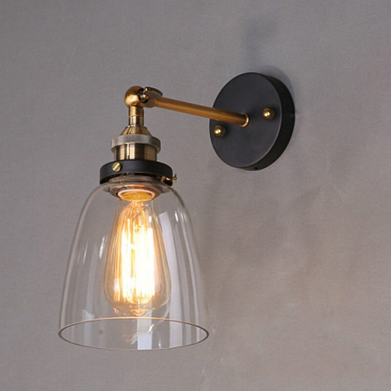 Loft Retro Antique Glass Lampshade Wall Lamp