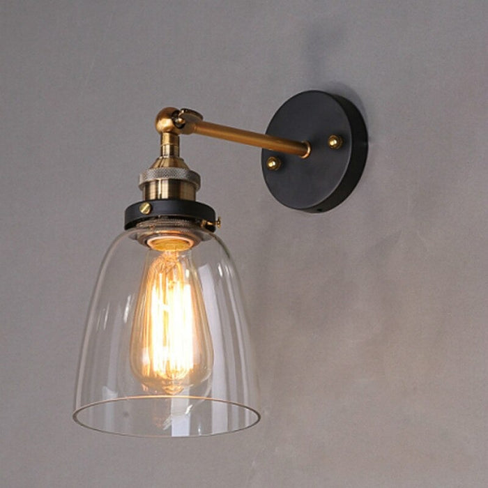 Loft Retro Antique Glass Lampshade Wall Lamp