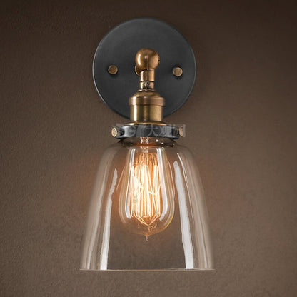 Loft Retro Antique Glass Lampshade Wall Lamp