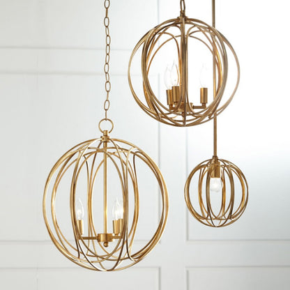 Hollow Iron Golden Paint Ball Pendant Lamp