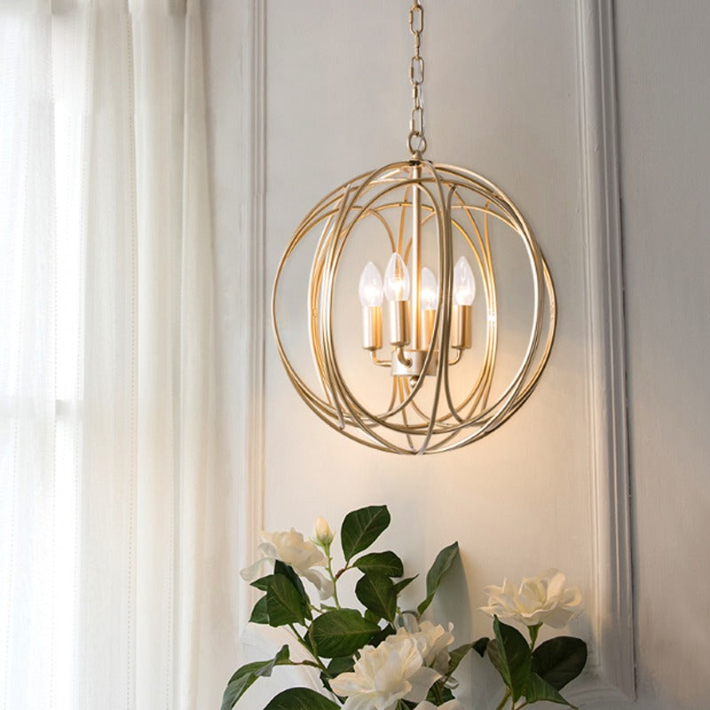 Hollow Iron Golden Paint Ball Pendant Lamp