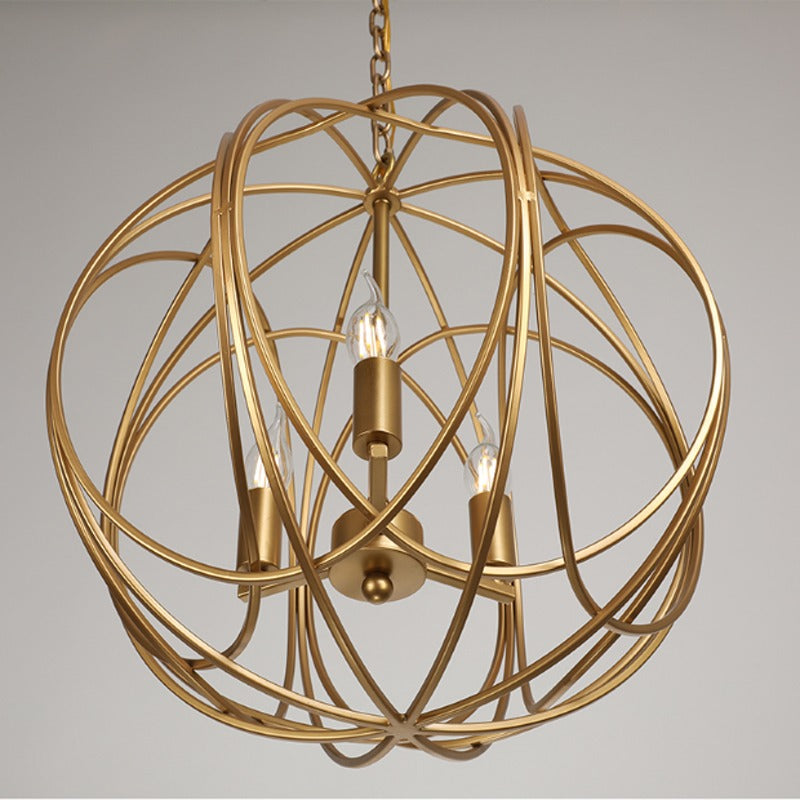 Hollow Iron Golden Paint Ball Pendant Lamp