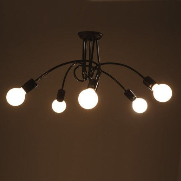 Black Iron E27 Bulb Ceiling Lamp