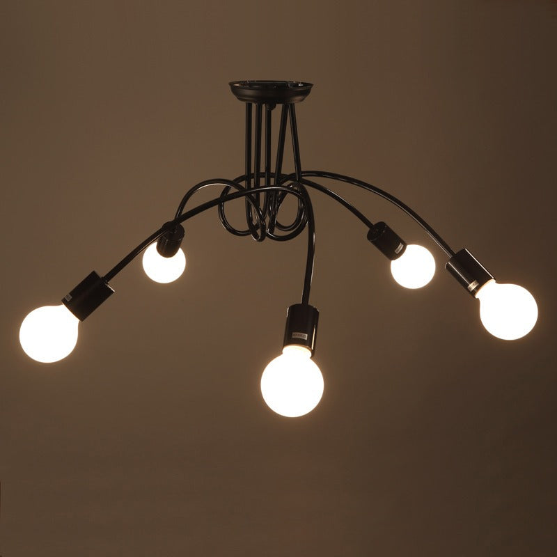 Black Iron E27 Bulb Ceiling Lamp