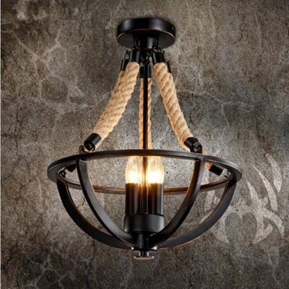 Retro Hemp Rope Rustic Iron Ceiling Lamp