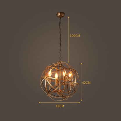 Retro Industrial Wind Cafe Iron Ball Chandelier