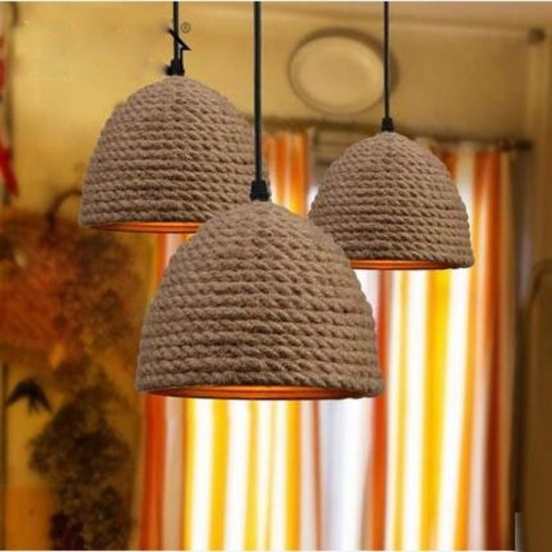 Retro Iron Rope Art Pastoral Pendant Lamp