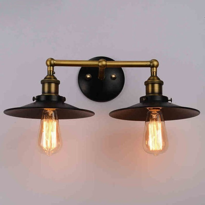 American Vintage Double Head Black Wall Lamp