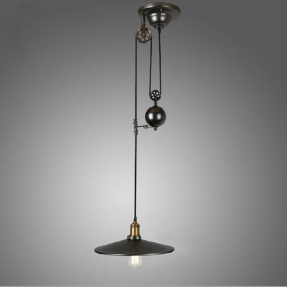 Attic Retro Industrial Iron Pulley Adjustable Chandelier Lamp